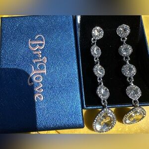 Brighton Silver-Tone Clear Crystal Teardrop Drop Earrings